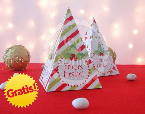 Cajitas triangulares de Navidad gratis