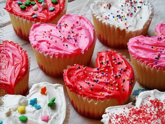Cupcakes con forma de corazón