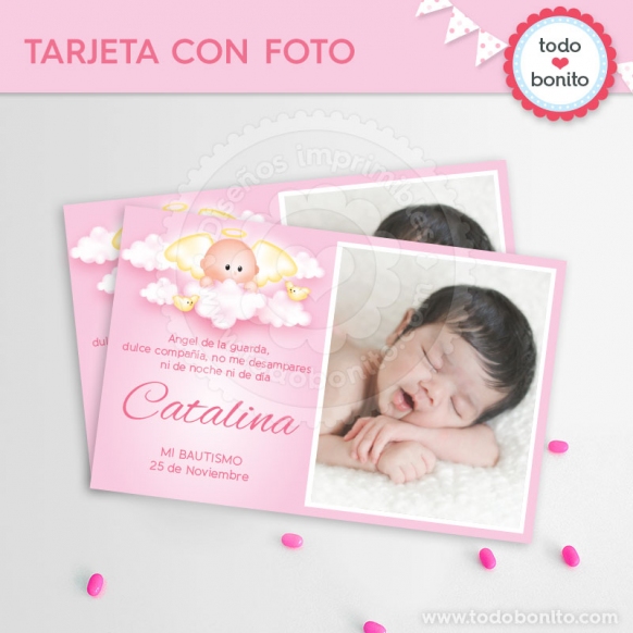Kit imprimible angelito bebé rosa