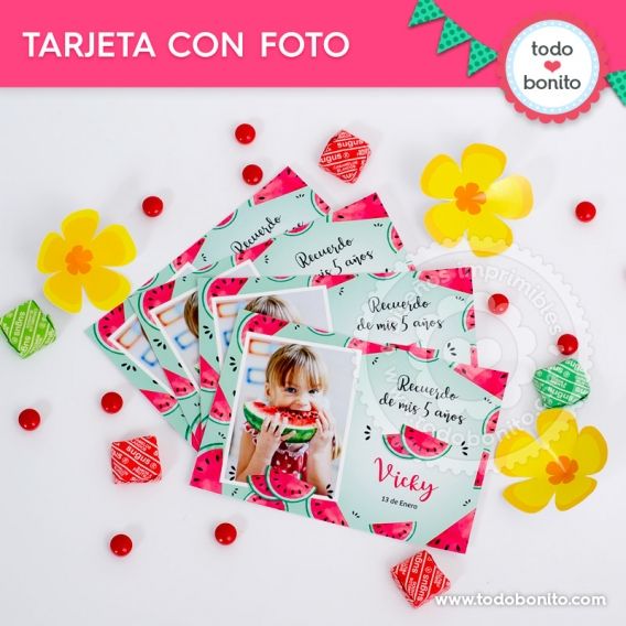 Tarjeta con foto personalizada de Sandias