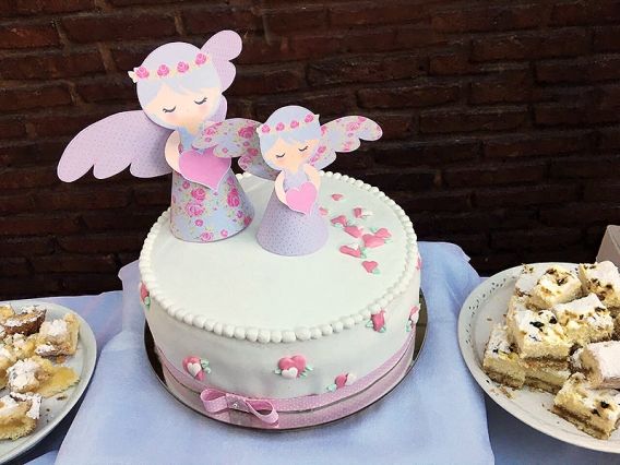 Bautismo con angelitos Shabby Chic