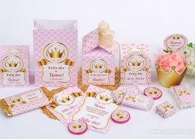 Hermosos kits imprimibles de coronas en dorado y rosa