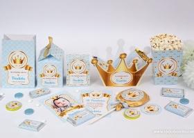 Hermosos kits imprimibles de coronas en dorado y celeste