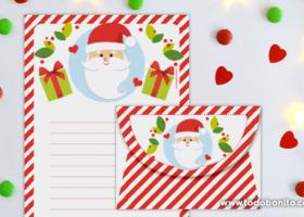 Papeles de carta y sobre para escribir a Santa