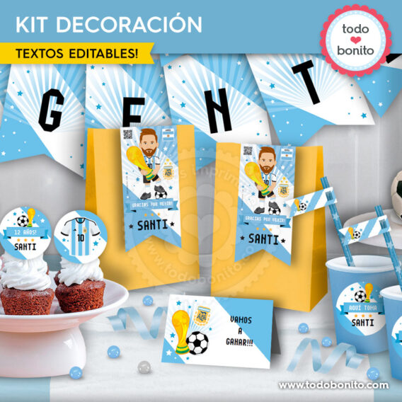 Kits imprimibles Selección Argentina de fútbol 3 estrellas
