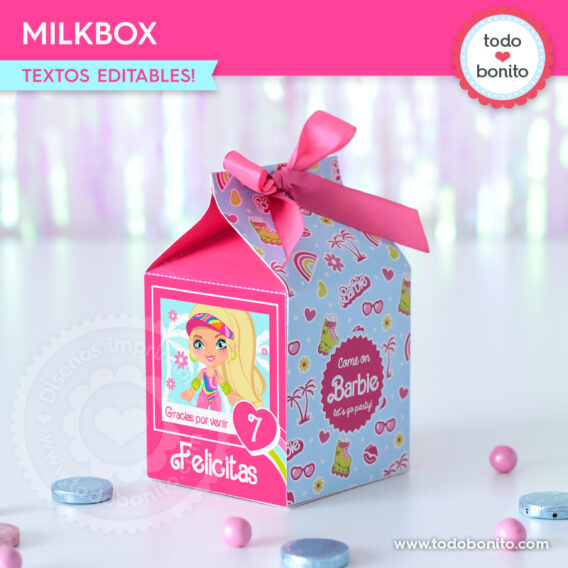 Milkbox de Barbie patinadora para imprimir