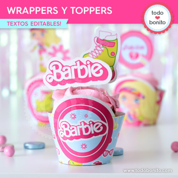 Wrappers y toppers de Barbie patinadora para imprimir