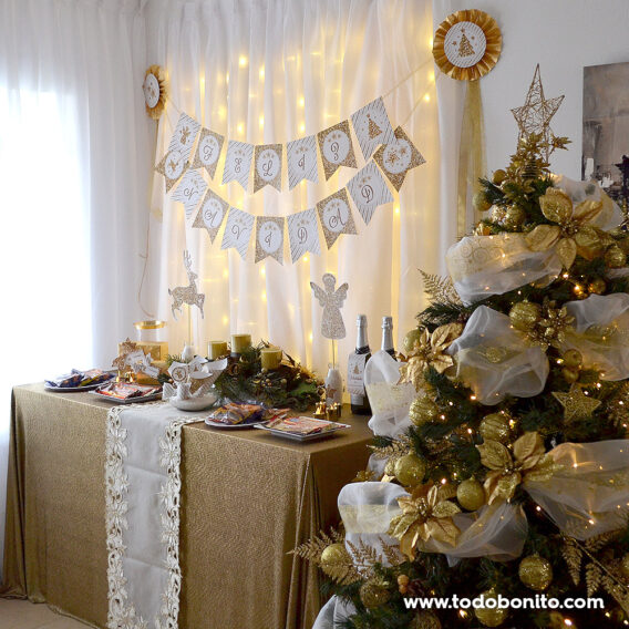 ✨ Mesa dulce de Navidad glitter dorado