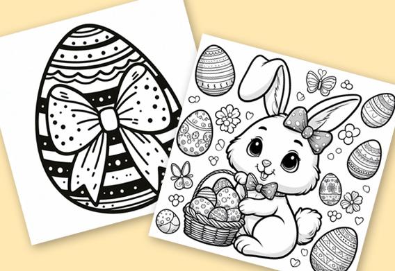 Imágenes gratis para colorear de Pascua: diviértete con conejos y huevos