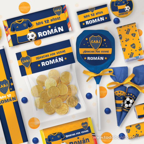 Kit imprimible etiquetas de golosinas de Boca Juniors