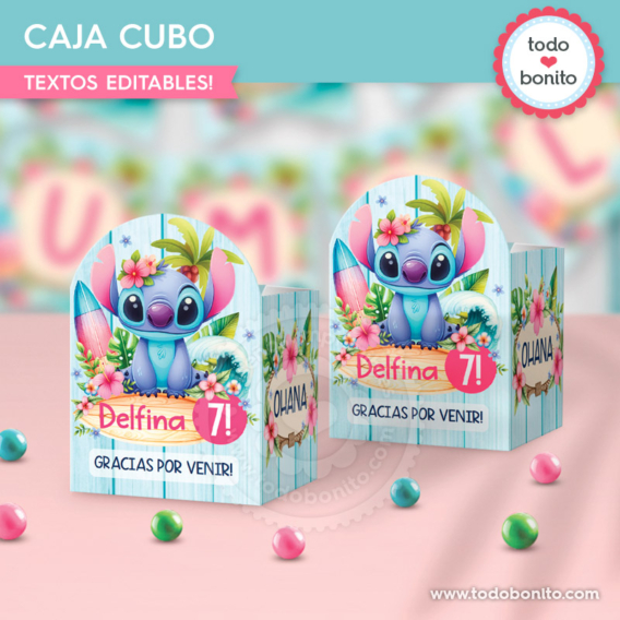 Caja cubo para imprimir de Stitch