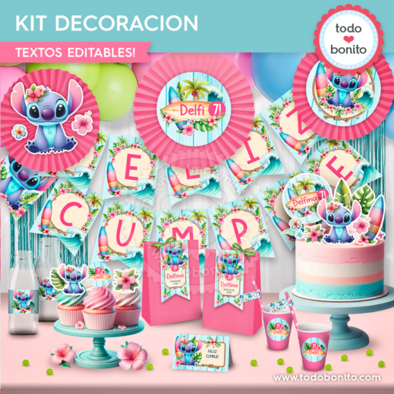 Decoración de fiesta imprimible de Stitch