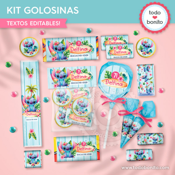 Etiquetas para golosinas de Stitch