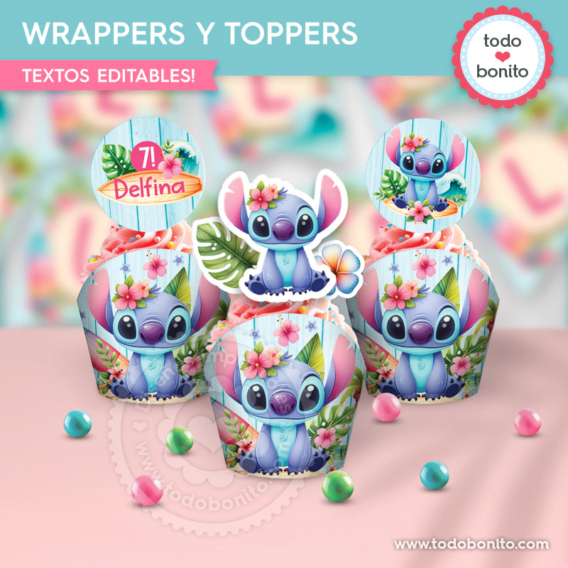 Wrappers y Toppers para imprimir de Stitch