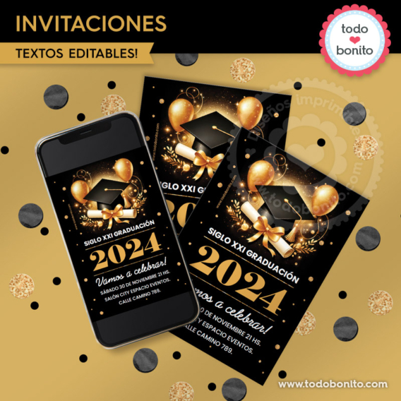 Invitación imprimible y digital de Graduación