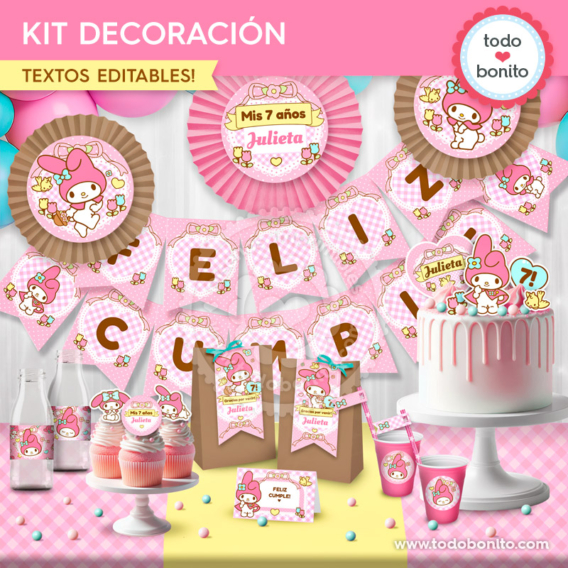 Kit imprimible decoración de fiesta My Melody