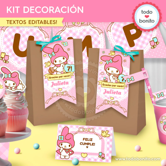 Kit imprimible decoración de fiesta My Melody