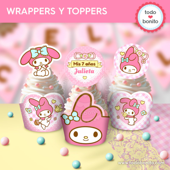 Wrappers y toppers de cupcakes My Melody