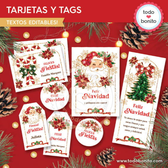 Tarjetas y Tags Papá Noel - Santa Claus Vintage