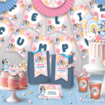 Bluey y Bingo en rosa y azul: la colección imprimible más tierna