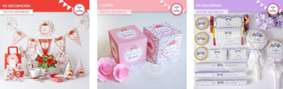 Kits imprimibles Shabby Chic en tonos pasteles románticos