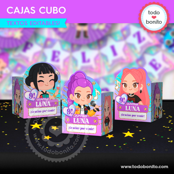 Cajas cubo souvenir Guerreras K-pop Huntrix – Todo Bonito