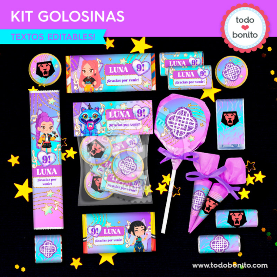 Kit de etiquetas para golosinas Guerreras K-pop Huntrix – Todo Bonito