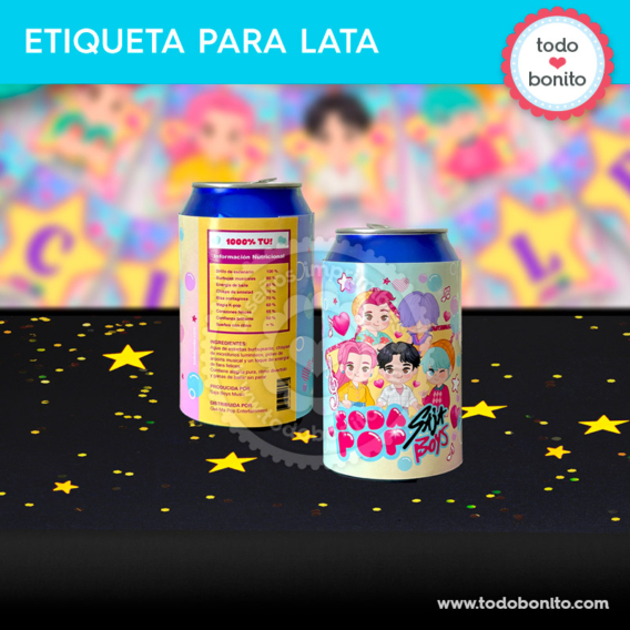 Envoltorio para lata Saja Boys Soda Pop – diseño imprimible