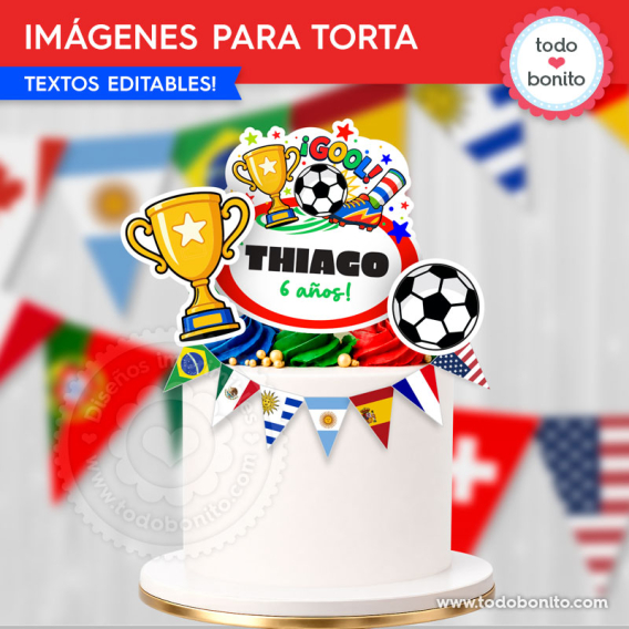 Imágenes para torta de fútbol países del mundo editables para cumpleaños infantil