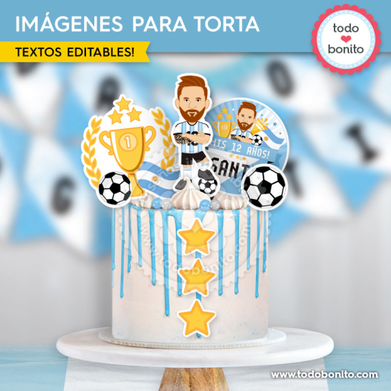Imágenes para decorar torta Messi Selección Argentina imprimibles para cumpleaños